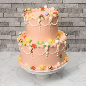 Floral Elegance 2 Tier Cake