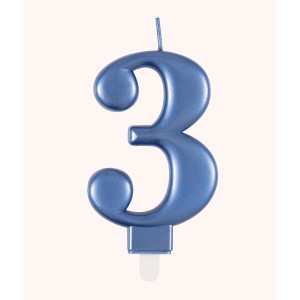 Blue Metallic Number 3 Birthday Candle  | Cakes & Bakes | Cake Delivery