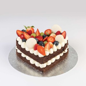 Chocolate Fruit Heart Cake