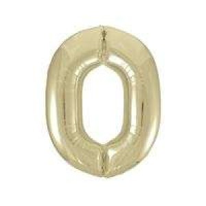 Gold Number 0 Foil Balloon - 34" Inflated