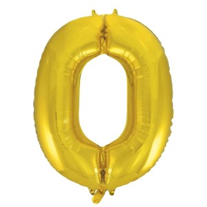 Gold Number 0 Foil Balloon - 34" Inflated  | Cakes & Bakes | Cake Delivery