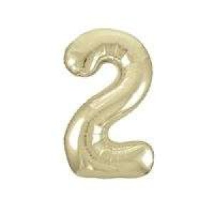 Gold Number 2 Foil Balloon - 34" Inflated