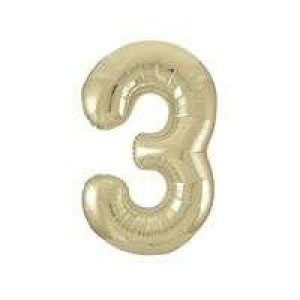 Gold Number 3 Foil Balloon - 34" Inflated