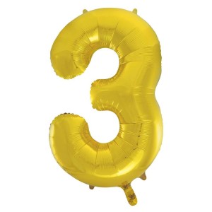 Gold Number 3 Foil Balloon - 34" Inflated  | Cakes & Bakes | Cake Delivery