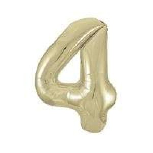 Gold Number 4 Foil Balloon - 34" Inflated