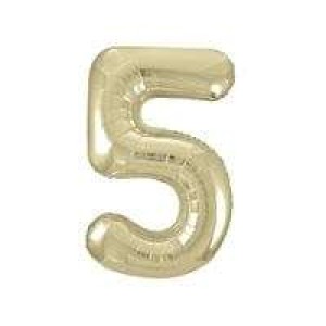 Gold Number 5 Foil Balloon - 34" Inflated
