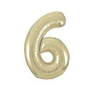 Gold Number 6 Foil Balloon - 34" Inflated