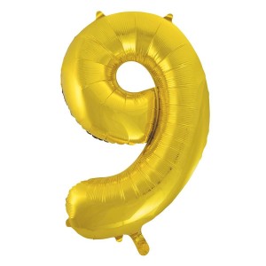 Gold Number 9 Foil Balloon - 34" Inflated  | Cakes & Bakes | Cake Delivery