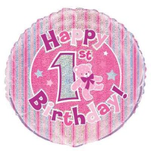 Pink 1st Birthday Balloon - 18" Inflated  | Cakes & Bakes | Cake Delivery