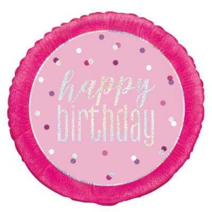 Pink Glitz Happy Birthday Balloon - 18" Inflated  | Cakes & Bakes | Cake Delivery