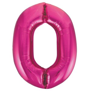 Pink Number 0 Foil Balloon - 34" Inflated  | Cakes & Bakes | Cake Delivery