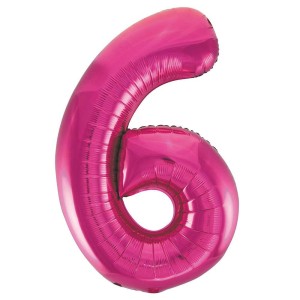 Pink Number 6 Foil Balloon - 34" Inflated  | Cakes & Bakes | Cake Delivery