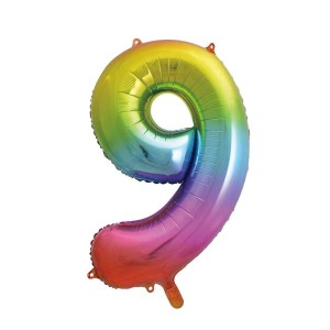 Rainbow Number 9 Foil Balloon - 34" Inflated  | Cakes & Bakes | Cake Delivery
