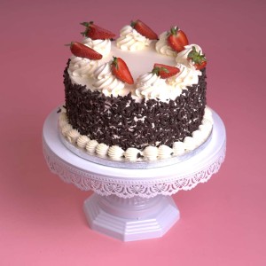 Strawberry Frost Chocolate Curl Cake
