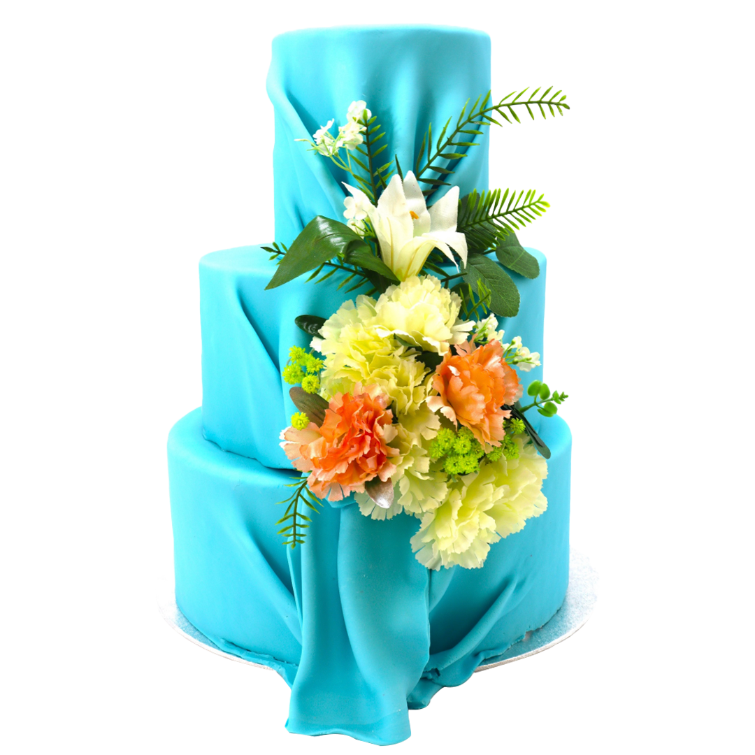 Aqua Blue Rhapsody Wedding Cak
