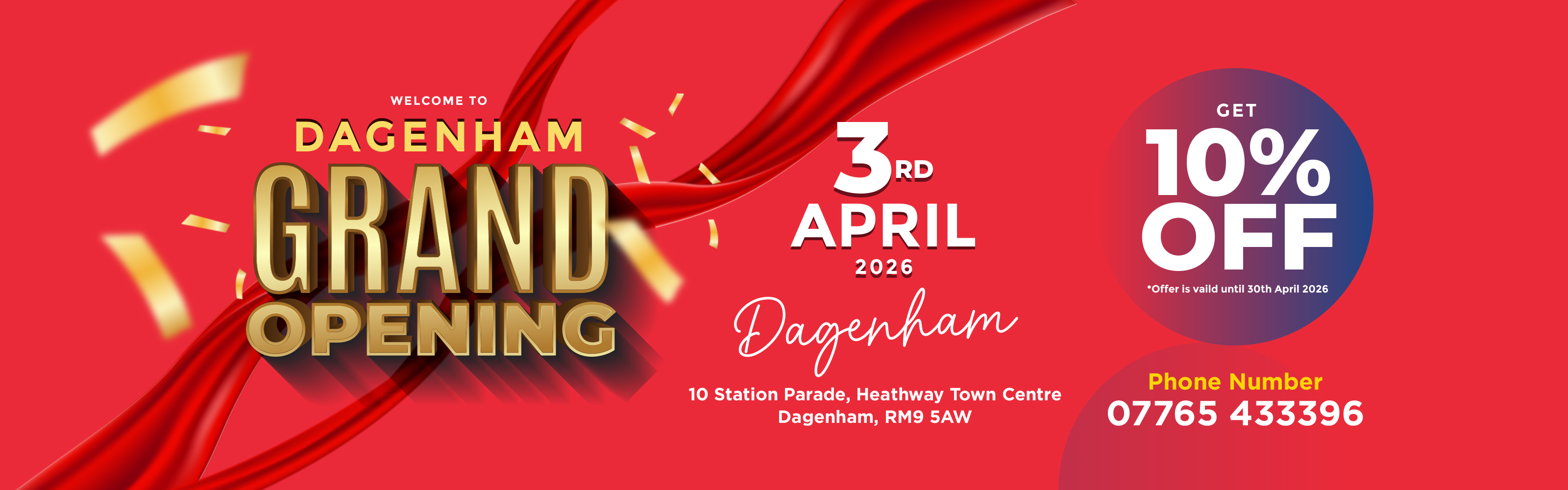 10% off dagenham shop opening