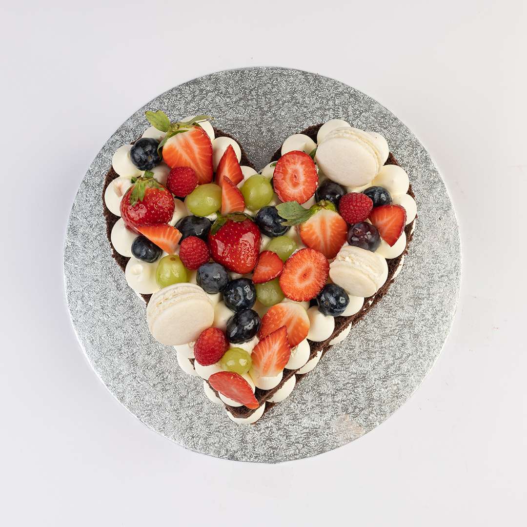 Chocolate Fruit Heart Cake