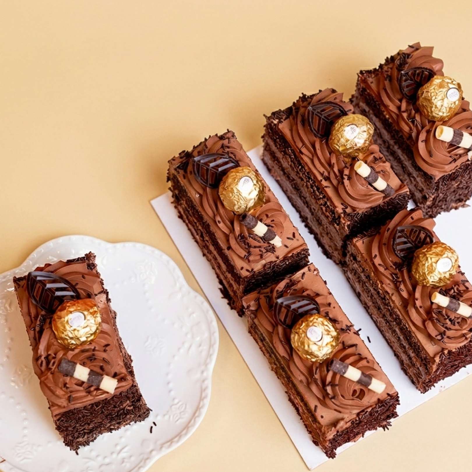 Ferrero Rocher Cake Slices