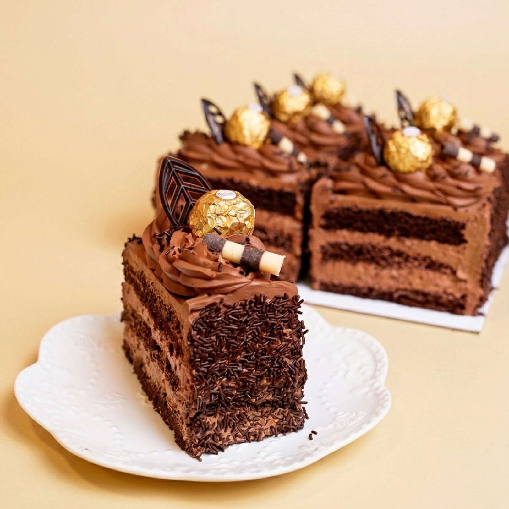 Ferrero Rocher Cake Slices