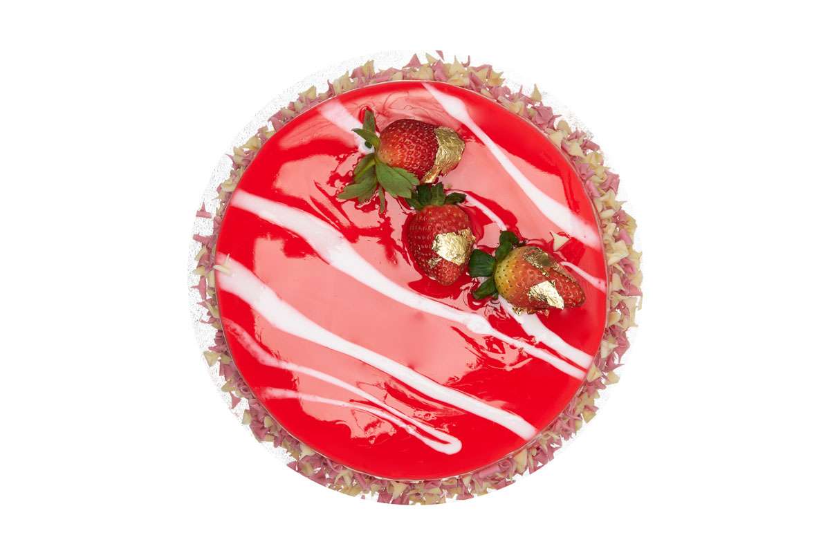 Glittering Strawberry Mirror Glaze Cake