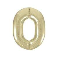Gold Number 0 Foil Balloon - 34" Inflated