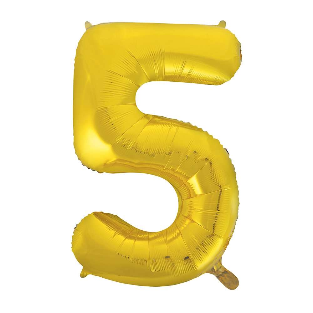Gold Number 5 Foil Balloon - 34" Inflated  | Cakes & Bakes | Cake Delivery