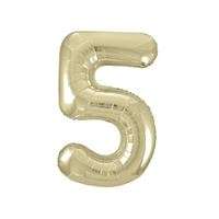 Gold Number 5 Foil Balloon - 34" Inflated