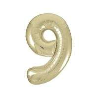 Gold Number 9 Foil Balloon - 34" Inflated