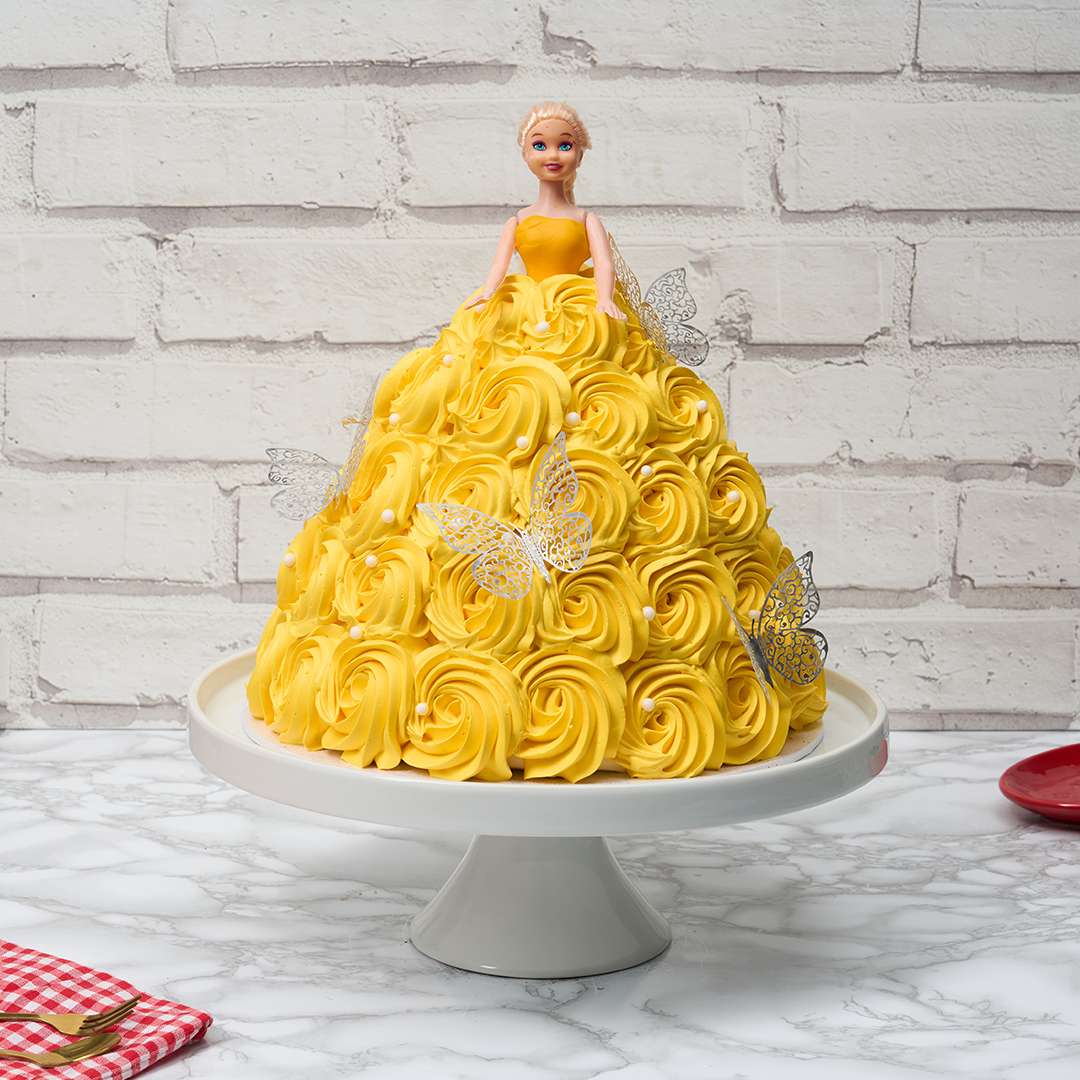 Golden Butterfly Princess Cake