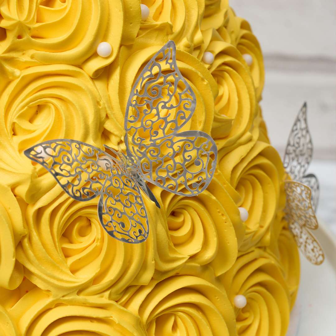 Golden Butterfly Princess Cake