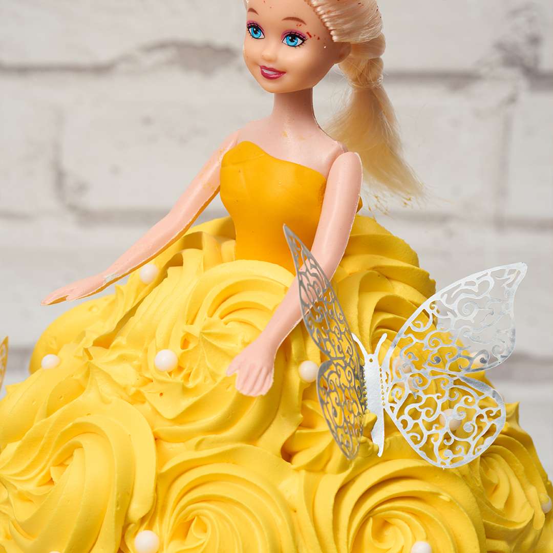 Golden Butterfly Princess Cake