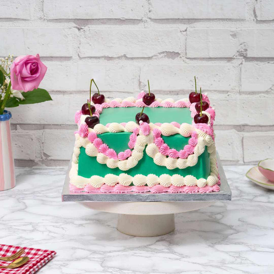 Green Cherry Square Cake