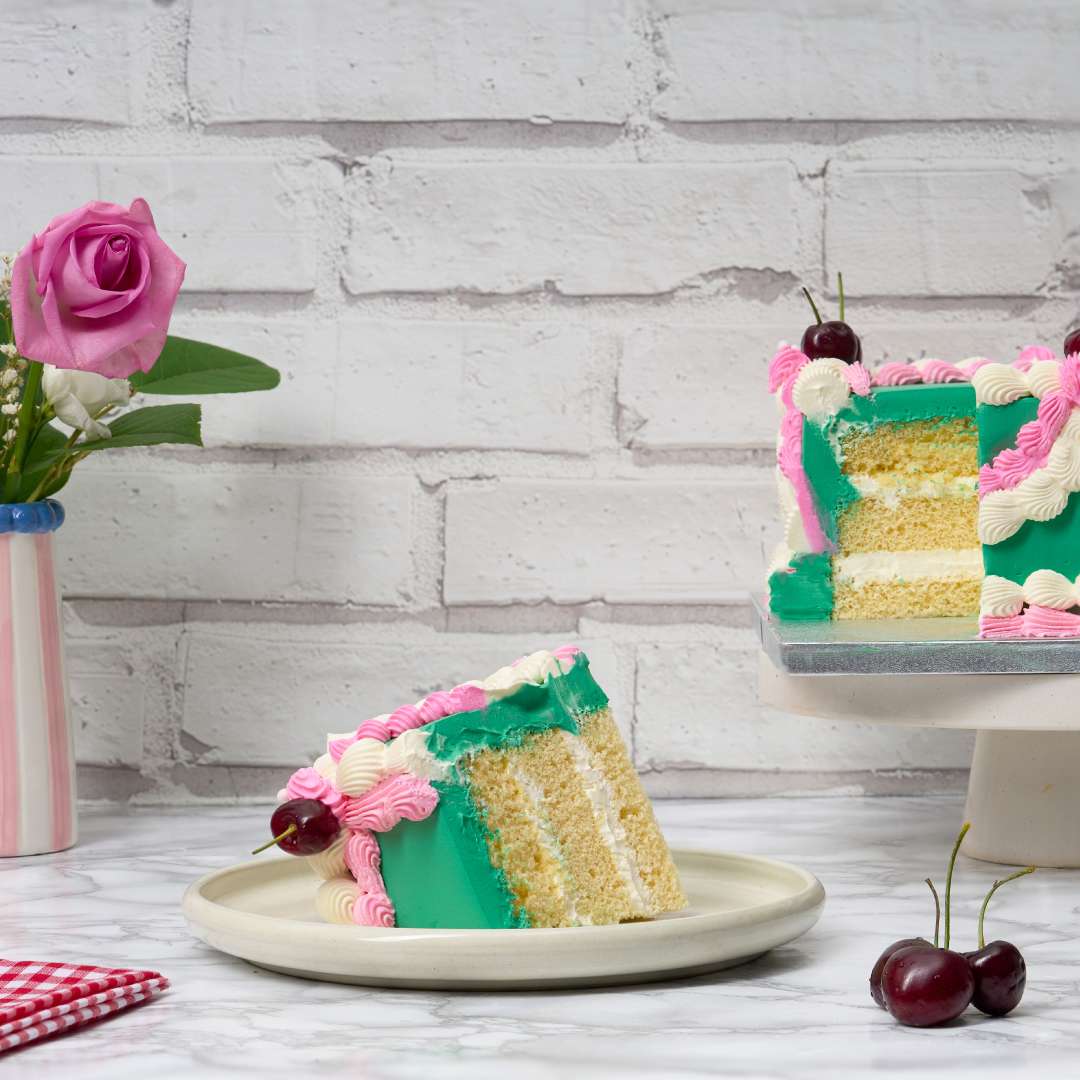 Green Cherry Square Cake