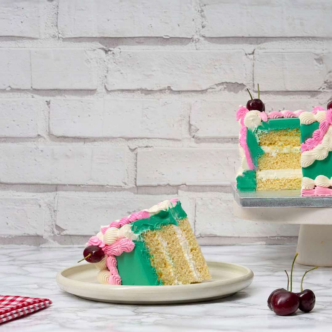 Green Cherry Square Cake