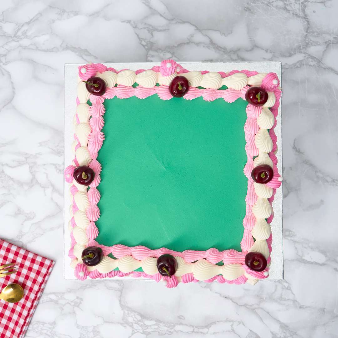 Green Cherry Square Cake
