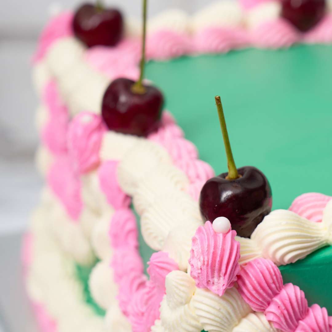 Green Cherry Square Cake