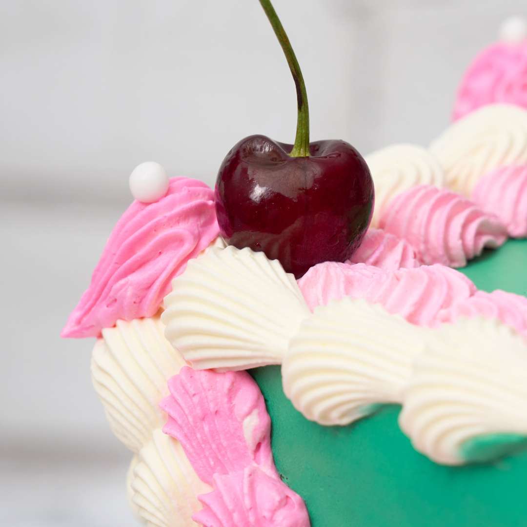 Green Cherry Square Cake
