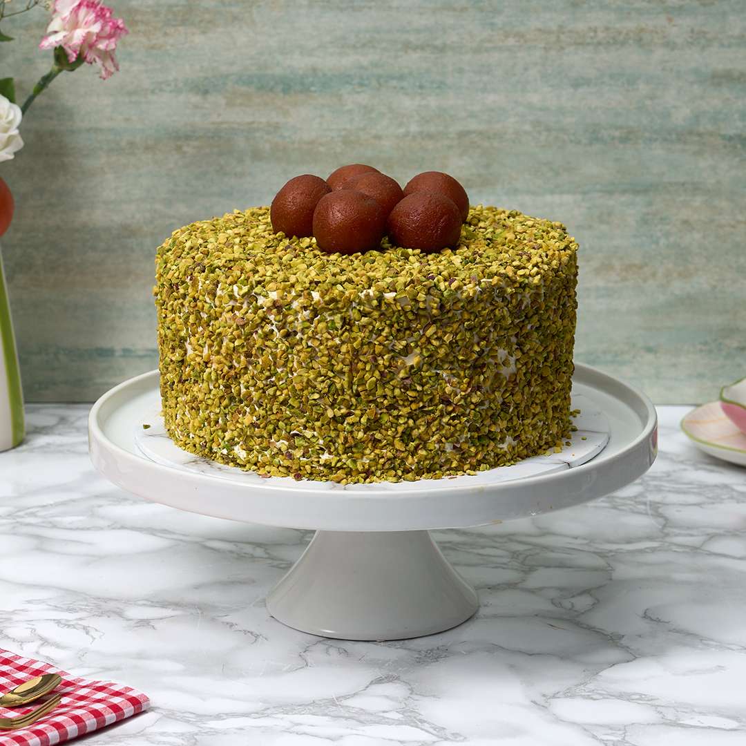 Gulab Jamun Pistachio Cake