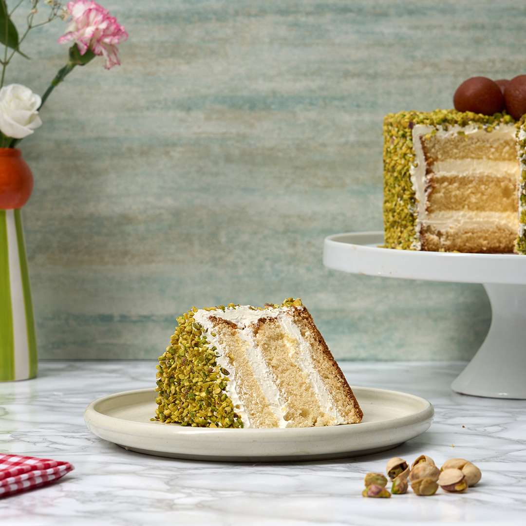 Gulab Jamun Pistachio Cake