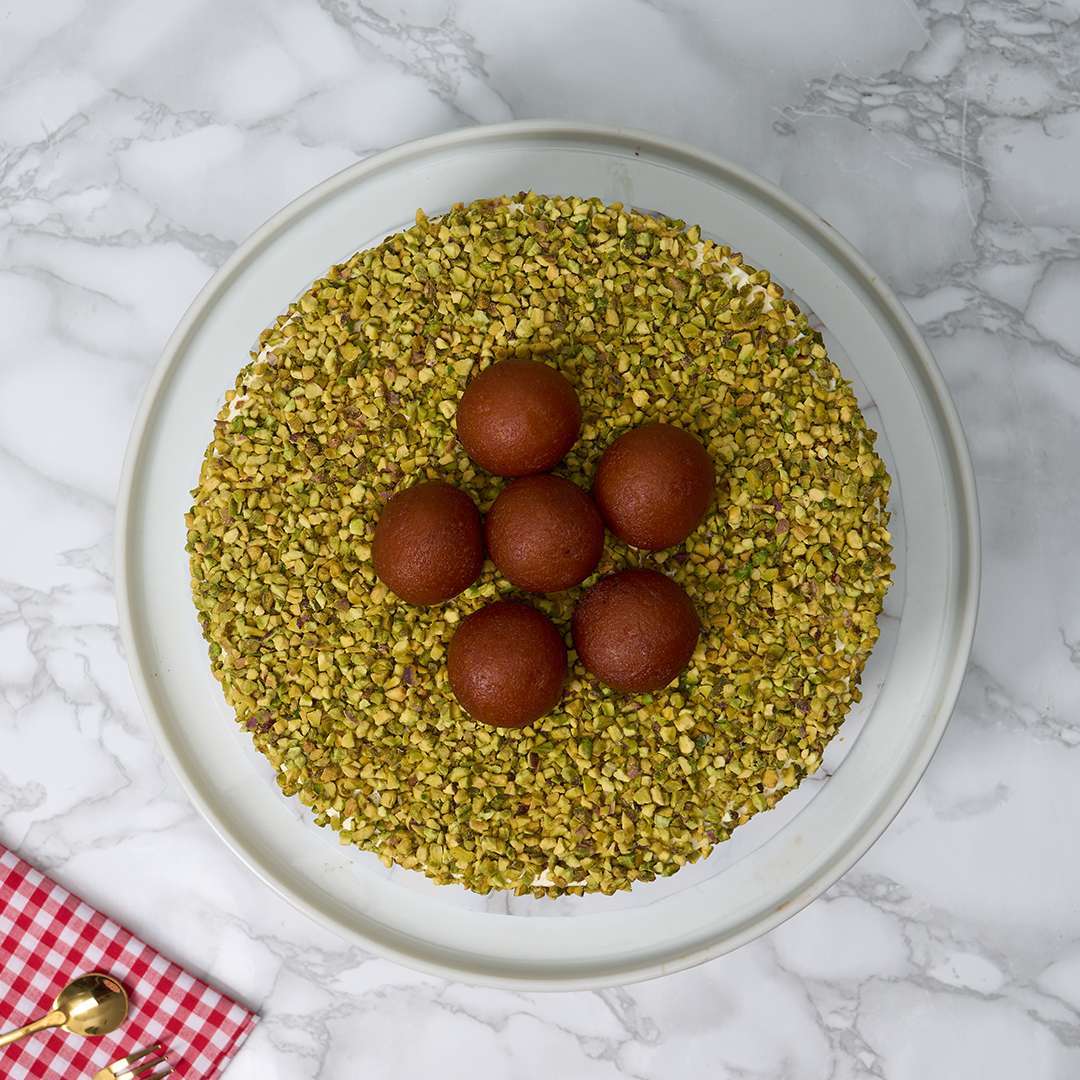 Gulab Jamun Pistachio Cake