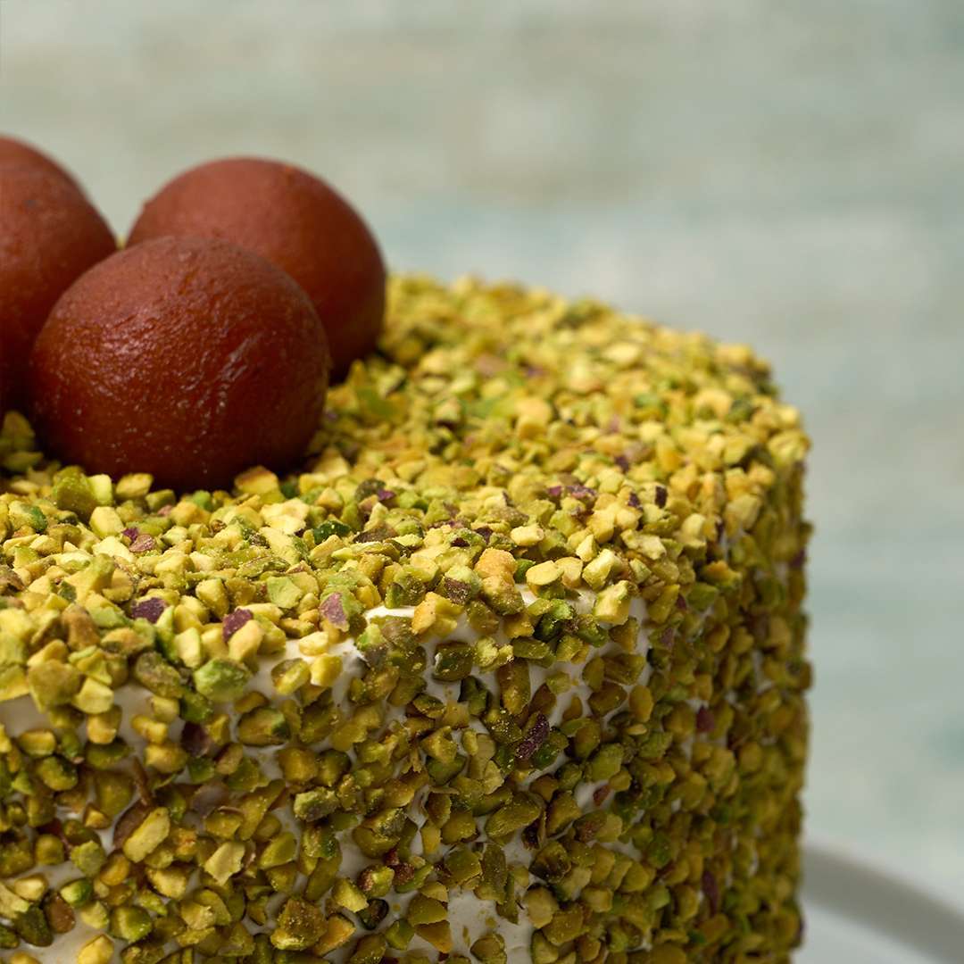 Gulab Jamun Pistachio Cake