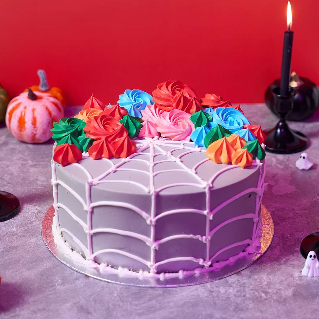 Floral Web Delight Halloween Cake