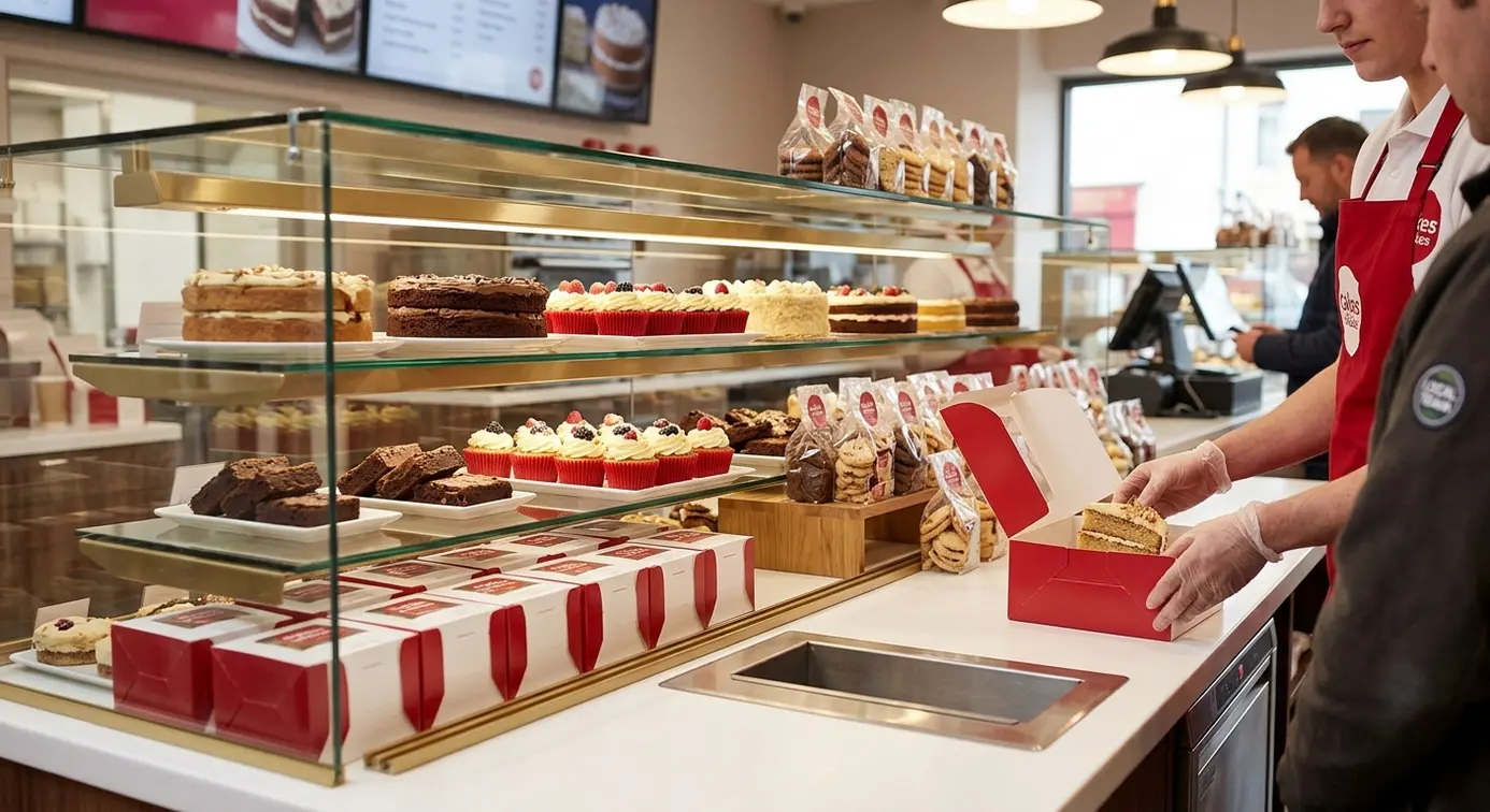 Bakery staff serve local customers.