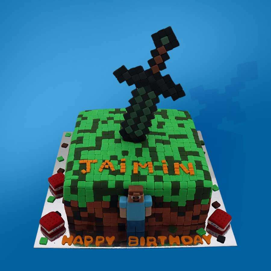 Minecraft Theme Cake