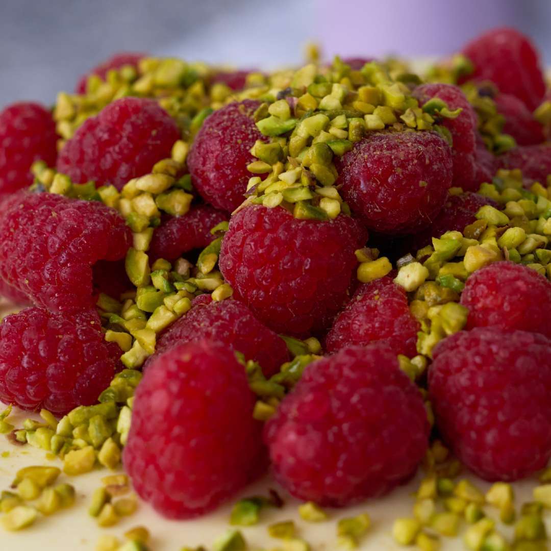Naked Pistachio Raspberry Cake