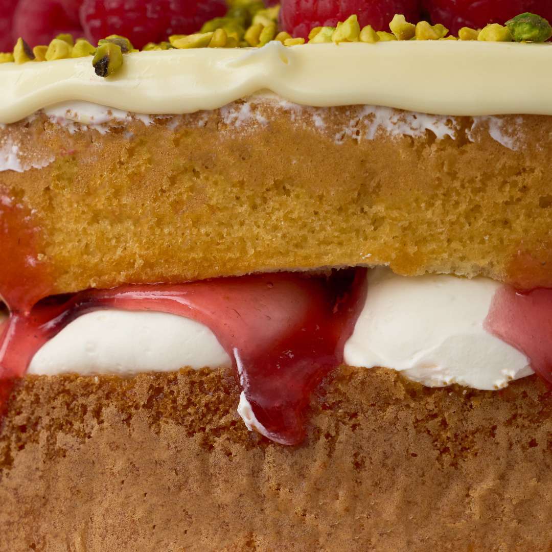 Naked Pistachio Raspberry Cake