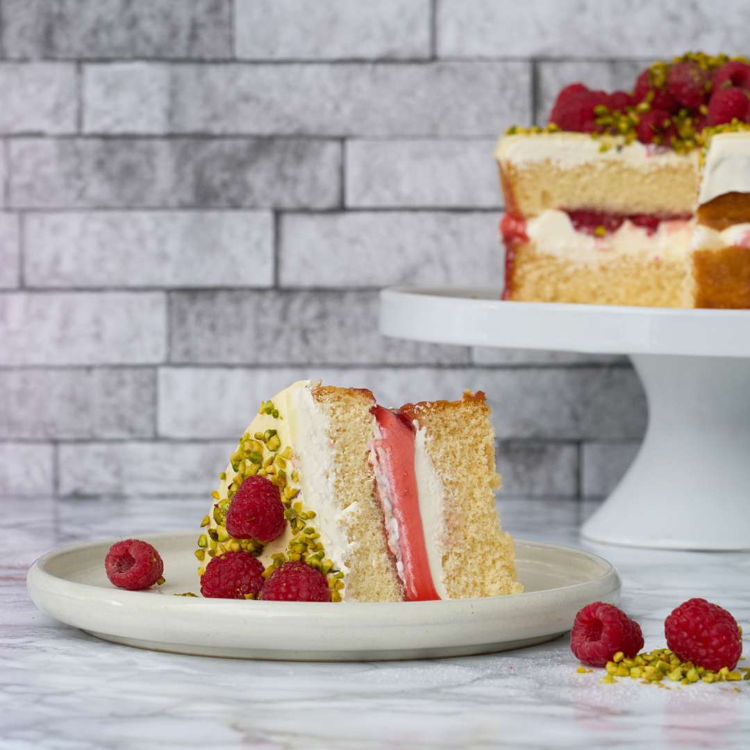 Naked Pistachio Raspberry Cake