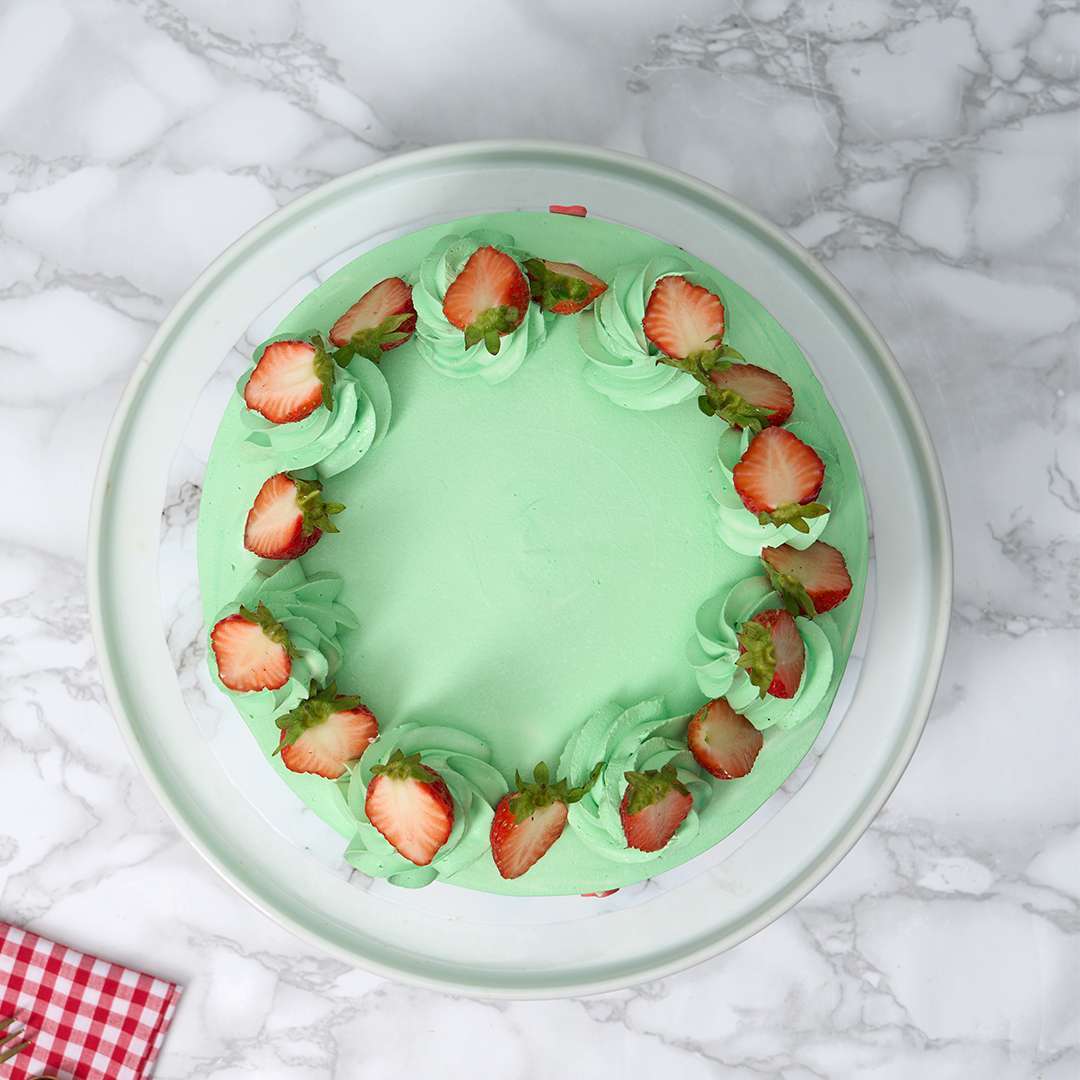 Pistachio Strawberry Matcha Cake