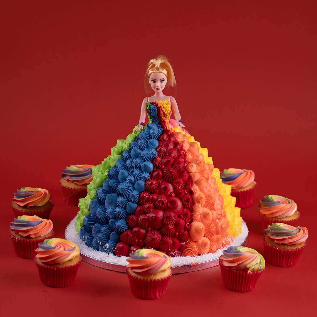 Rainbow Doll Cake