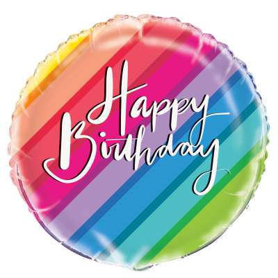 Rainbow Strips Happy Birthday Balloon - 18" Inflated  | Cakes & Bakes | Cake Delivery